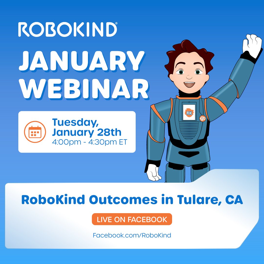 robokind's tweet image. Tomorrow is the day! Join us on Tuesday, January 28th, from 4:00 PM - 4:30 PM ET for our January Webinar, live on Facebook! 🎉

Set your reminder and tune in live at 👉 bit.ly/3WDMZPJ

#RoboKind #SpecialEducation #EdTech #LiveWebinar #EducationInnovation