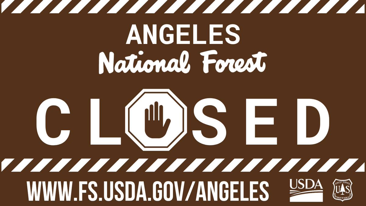 Reminder: 🛑FOREST CLOSED:  The entire Angeles National Forest is temporarily closed for public safety and the protection of natural resources through Friday, January 31, 2025. This closure is tied to critical fire danger.   📷To read Forest Order No. 05-01-25-04, click here: