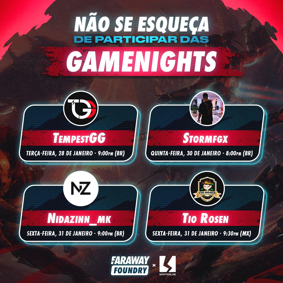 ixtorme's tweet photo. Dia 30/01 às 20:00 teremos a nossa Game Night no modo PVP do @ShatterlineFPS  com direito a sorteios em dinheiro, keys de Gold e engrams! 

Já entre no nosso Discord para mais informações.
https://t.co/s0cGyWchru

Conto com a presença de vocês 👊🏻🫶🏻 https://t.co/TPHeBwL58d