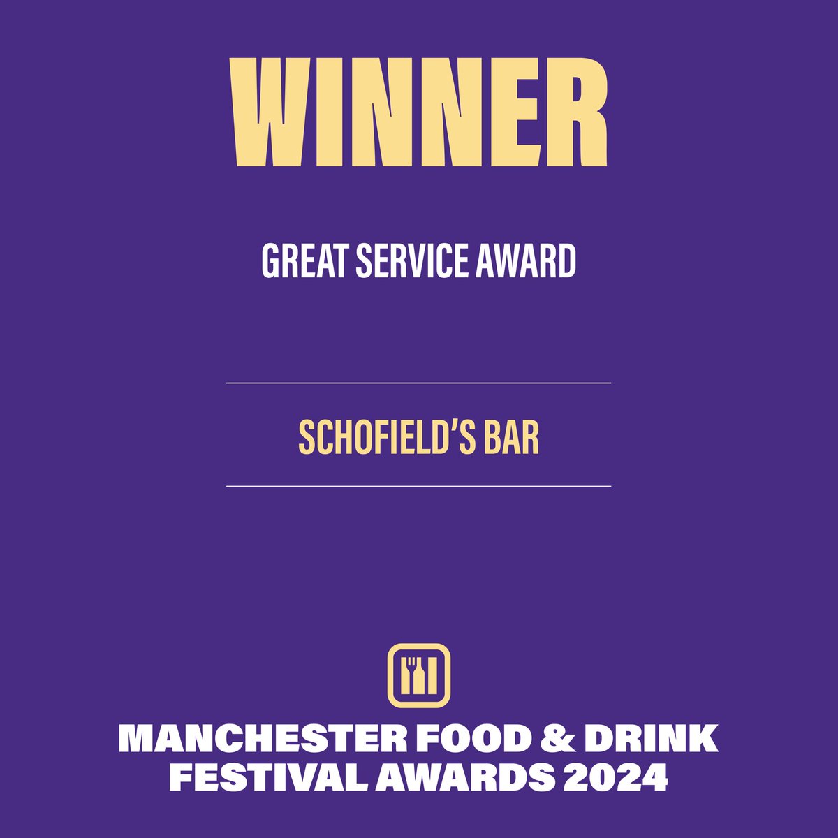 Next up is GREAT SERVICE AWARD! 

And the winner is...

🥁🥁🥁

Schofield’s Bar