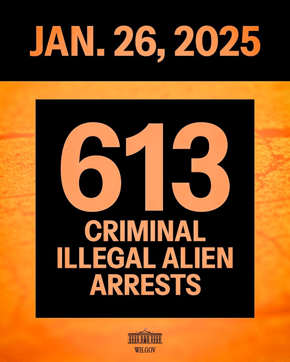 WhiteHouse's tweet photo. 🚨613 CRIMINAL ILLEGAL ALIEN ARRESTS by ICE were recorded yesterday, January 26, 2025. 

HERE ARE SOME OF THE WORST ⬇️ https://t.co/XPB4tqHVLQ