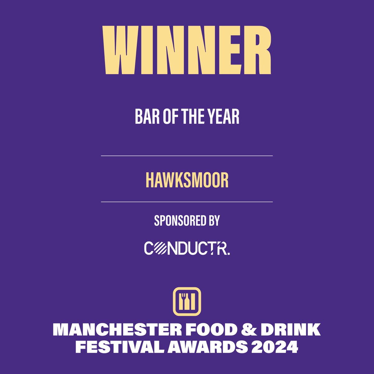 Next up is BAR OF THE YEAR! - sponsored by Conductr

And the winner is...

🥁🥁🥁

<a href="/HawksmoorTweets/">Hawksmoor</a>