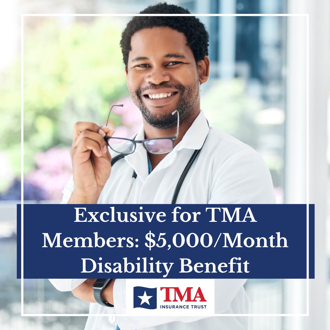 TMAIT's tweet photo. https://t.co/hjDjsjC5M2 Support your income through life’s challenges with up to $5,000/month in disability coverage. Through the TMA Member Long Term Disability plan, applying is easy—no financial information, including your salary, is needed. #disabilityinsurance #texmed https://t.co/fM0hpxpAok
