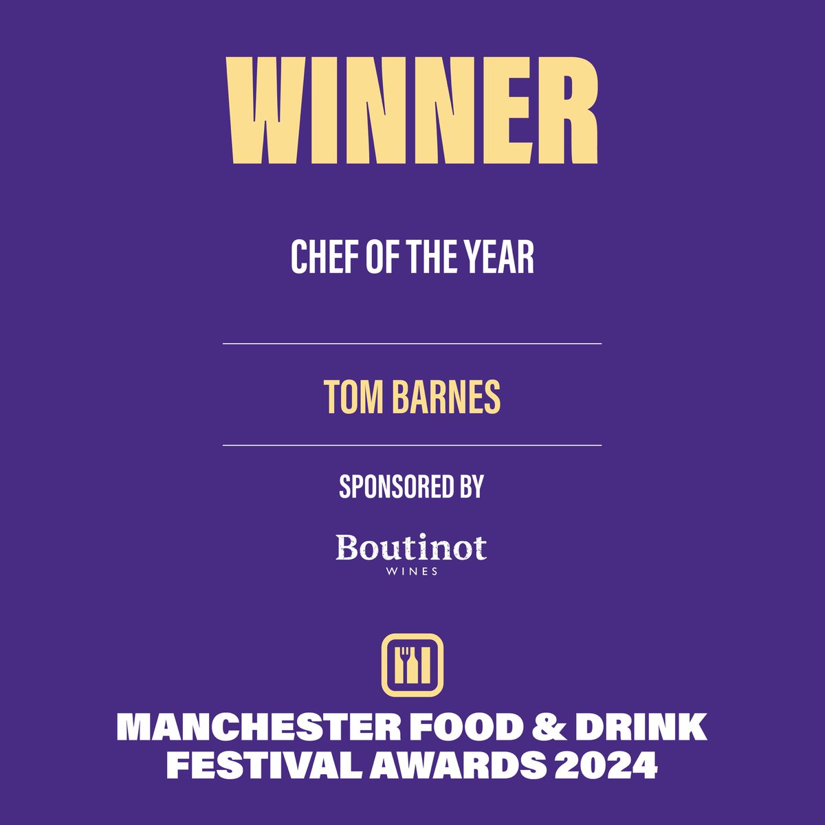 Next up is CHEF OF THE YEAR! - sponsored by Boutinot

And the winner is...

🥁🥁🥁

<a href="/cheftombarnes/">Tom Barnes</a>