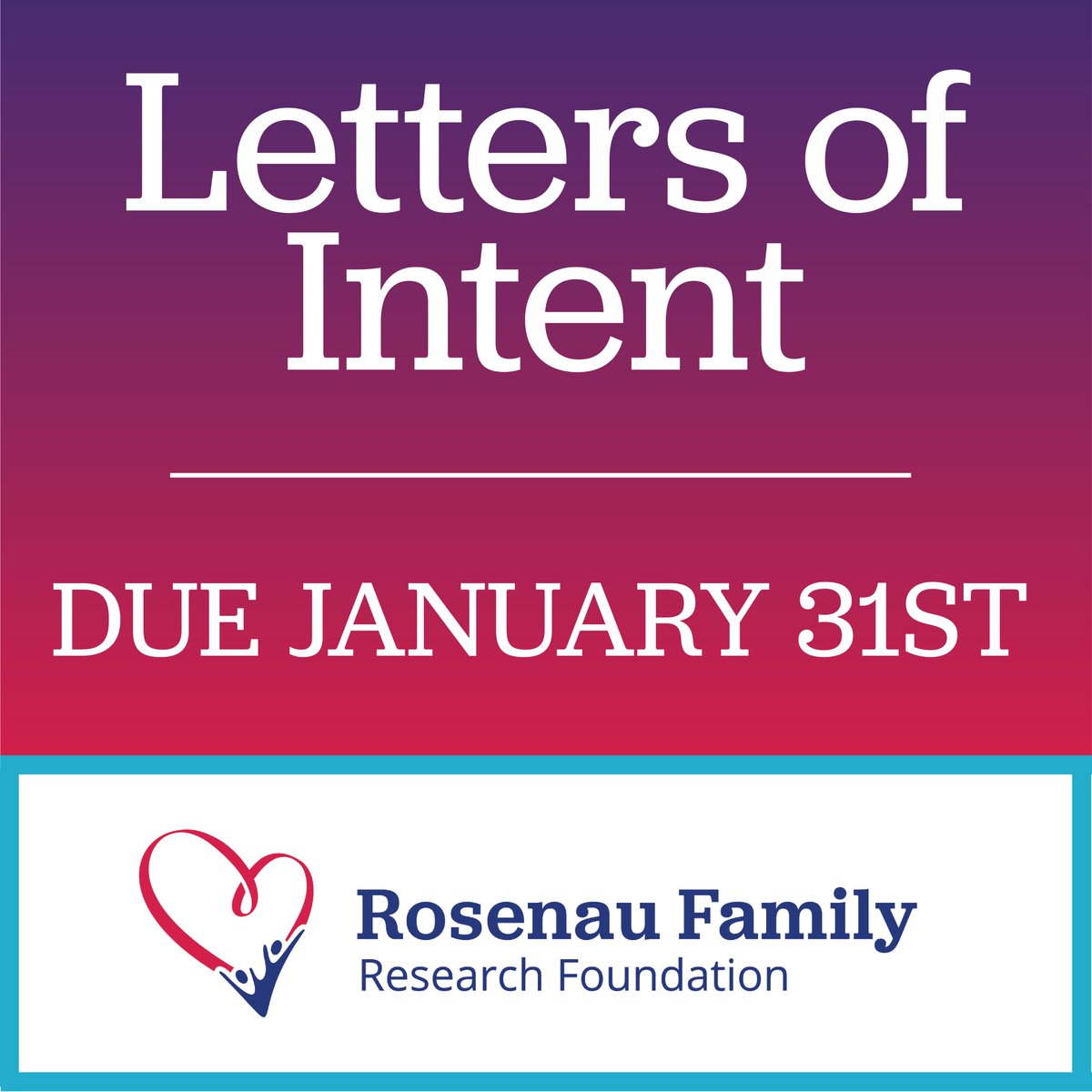 Rosenau Family Research Foundation (@rosenau_fdn) on Twitter photo Our Letter of Intent (LOI) deadline is THIS FRIDAY, January 31st!
Learn more and submit your LOI here: rosenaufoundation.org/letter-of-inte…
Please email grants@rosenaufoundation.org with any questions. Our Letter of Intent (LOI) deadline is THIS FRIDAY, January 31st!
Learn more and submit your LOI here: rosenaufoundation.org/letter-of-inte…
Please email grants@rosenaufoundation.org with any questions.