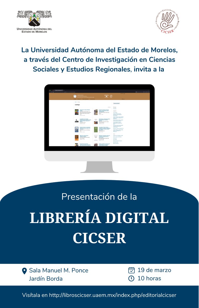 uaemorelos's tweet photo. Centro de Investigación en Ciencias Sociales y Estudios Regionales #Cicser | Presentación de la 'Librería digital Cicser' | #SomosUAEM https://t.co/WuWZ6O1snd