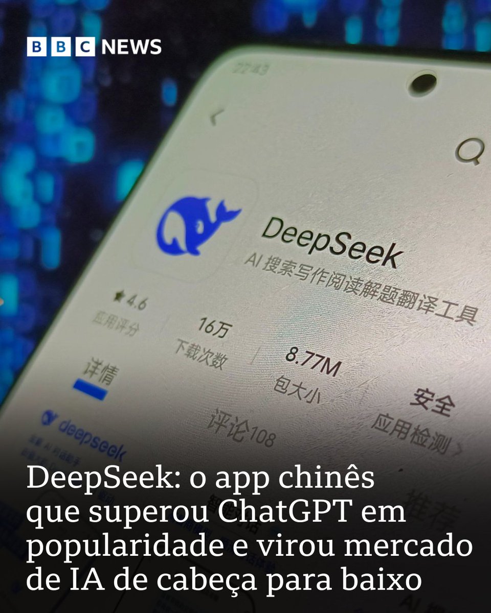 bbcbrasil's tweet photo. Estimativa é de que empresas de tecnologia rivais tenham perdido 1 trilhão de dólares em valor de mercado com o sucesso da concorrente chinesa 'DeepSeek'

O app subverteu a lógica do setor de IA, como aponta correspondente da BBC: https://t.co/dPJy7p30XV https://t.co/x94XE1Mh4z
