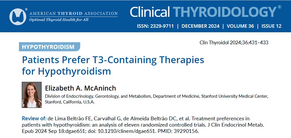 Clinical Thyroidology (@clinicalthyroid) on Twitter photo Editorial now online by Dr. <a href="/LizzyMcAninchMD/">LizzyMcAninchMD</a> provides perspective on #MetaAnalysis in #JECM evaluating RCTs for #hypothyroidism therapy w/ results indicating patient preference for #T3
ow.ly/k6PX50UzpII
#medtwitter #endotwitter #thyroidcancer <a href="/EndoSocJournals/">Endocrine Society Journals</a> <a href="/Medscape/">Medscape</a> Editorial now online by Dr. <a href="/LizzyMcAninchMD/">LizzyMcAninchMD</a> provides perspective on #MetaAnalysis in #JECM evaluating RCTs for #hypothyroidism therapy w/ results indicating patient preference for #T3
ow.ly/k6PX50UzpII
#medtwitter #endotwitter #thyroidcancer <a href="/EndoSocJournals/">Endocrine Society Journals</a> <a href="/Medscape/">Medscape</a>
