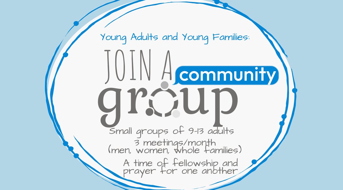 Starting in Feb., we will begin Community Groups specifically for our Young Adults &amp; Young Families. These will be small groups for the purpose of fostering relationships among our number. Sign up here: tinyurl.com/popccg.