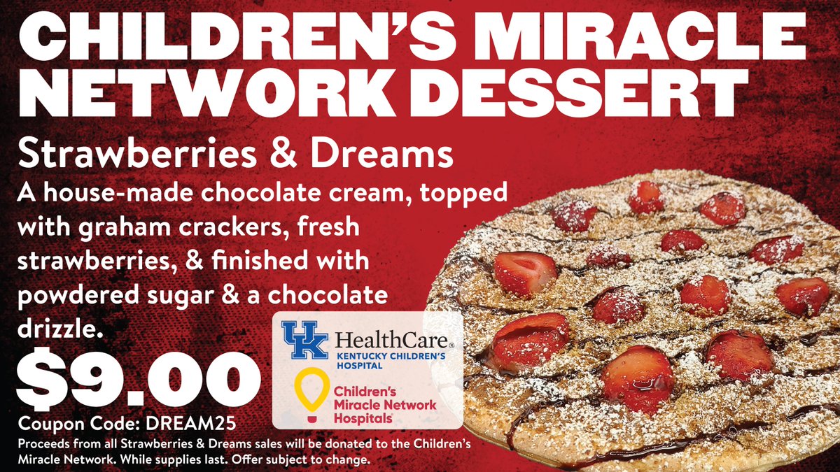 CMNKentucky's tweet image. This February, Mad Mushroom is serving up a special dessert with a purpose. Proceeds from every sale will benefit the Children's Miracle Network, supporting Kentucky Children's Hospital. 💛 Stop by this February and make a difference for Kentucky's kids! #CMNKY #MakingMiracles