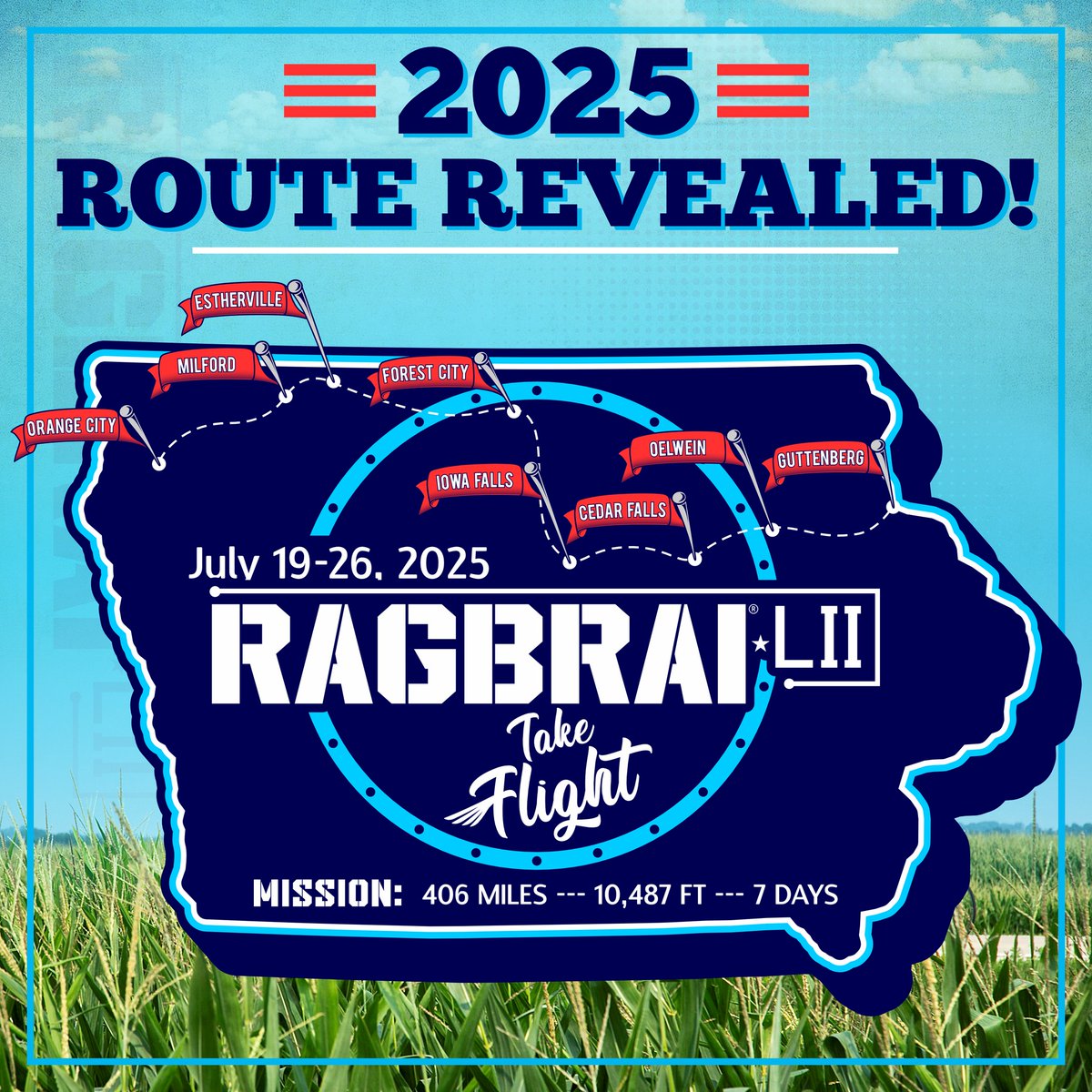 CityCF's tweet photo. @RAGBRAI_IOWA is coming to #CedarFalls! As an overnight town (July 24), our community will host thousands of participants during the Des Moines Register's 52nd annual bike ride across Iowa. We are excited for our city to come together! Full details -> https://t.co/3Cj9hxSaWc. 🚲 https://t.co/uAE4FhPr2c