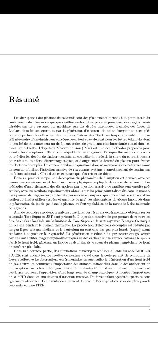 fanta931's tweet photo. @nilolinon @nabulio_1 @_letraqueur_ Mais oui lors d'une disruption, le flux viens s'écraser sur les parois d'où l'emploi massif de gaz pour amortir mais c'est toujours en recherche, il y a une thèse disponible sur internet qui en parle dont voici le résumé https://t.co/D3aIWJyyxL