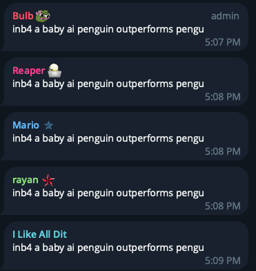 elgupitosbolsa's tweet photo. in b4 a baby ai penguin outperforms pengu 

ca:F7P4MoVEKxMKP37u8NKPMJTMdP3dQGxhjUqisgaApump https://t.co/ZIj21OcsC8
