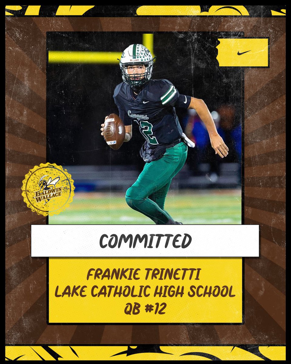 Frankie Trinetti (@trinettifrankie) on Twitter photo I am excited to announce my commitment to Baldwin Wallace University!!! <a href="/Marty_Gibbons/">Marty Gibbons</a> <a href="/GOATA_education/">Ricky Stanzi</a> <a href="/CoachJimmyKing/">Jimmy King</a> <a href="/LCCougarFB/">Lake Catholic Football</a> <a href="/LCHS_Cougars/">Lake Catholic</a> <a href="/LCHS_Strength/">Lake Catholic Strength & Conditioning</a> <a href="/AndrewCregan16/">Andrew Cregan</a> <a href="/BaldwinWallace/">Baldwin Wallace University</a> I am excited to announce my commitment to Baldwin Wallace University!!! <a href="/Marty_Gibbons/">Marty Gibbons</a> <a href="/GOATA_education/">Ricky Stanzi</a> <a href="/CoachJimmyKing/">Jimmy King</a> <a href="/LCCougarFB/">Lake Catholic Football</a> <a href="/LCHS_Cougars/">Lake Catholic</a> <a href="/LCHS_Strength/">Lake Catholic Strength & Conditioning</a> <a href="/AndrewCregan16/">Andrew Cregan</a> <a href="/BaldwinWallace/">Baldwin Wallace University</a>