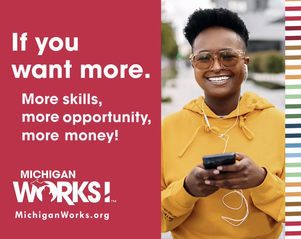 MichiganLEO's tweet image. If you want more, Michigan Works! is here for you. More job opportunities. More skills. More career support services. And yes —more money. The Michigan Works! career development coaches are here to help. Learn more at Michigan.gov/MichiganWorks.

#MIWorks #ReadyForMore #MichiganLEO