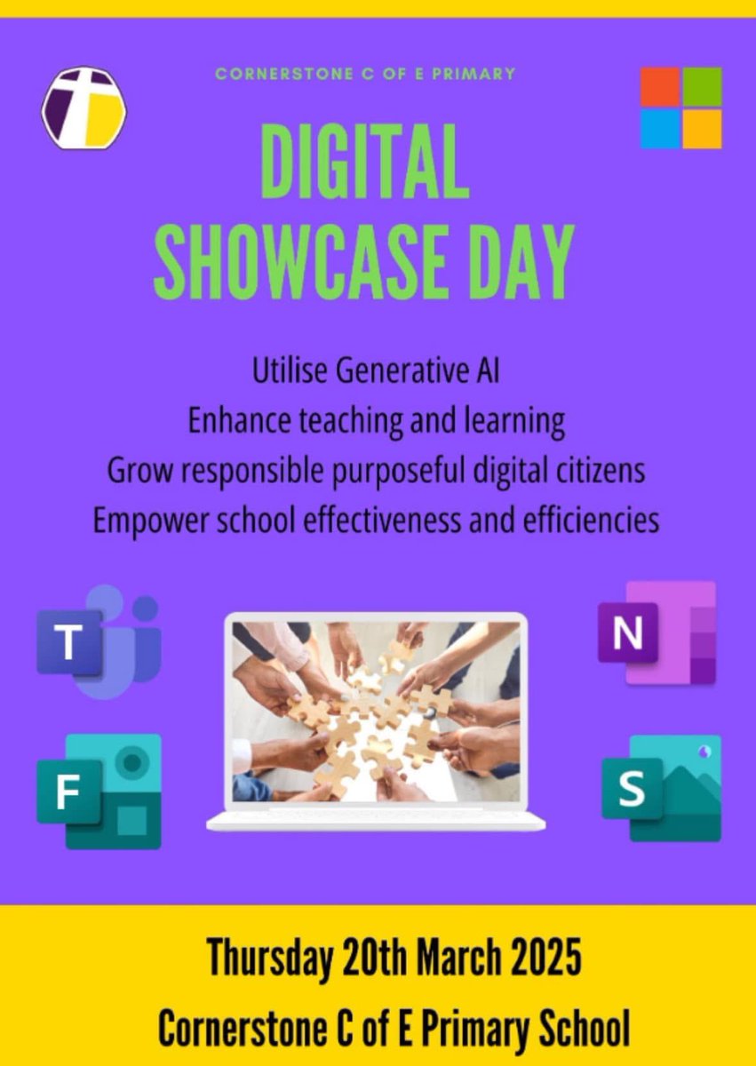 In two months there is a free, in-person event at Cornerstone CE Primary (PO15 7QE) 

As well as presentations/workshops run by Cornerstone staff,  and tours of EdTech in use led by Y5 and Y6 Digital Leaders, there will also be some exciting external speakers…