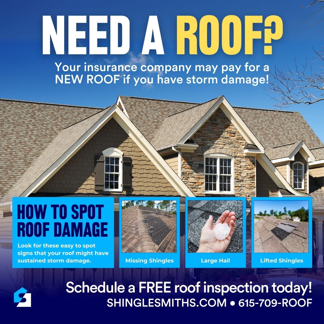 🌪️🏠 Did you know that storm damage to your roof could mean a new one at no cost to you? 💰 Check out the different types of storm damage in our graphic! Your insurance may cover the repairs or replacement. Don’t wait until it’s too late—inspect your roof today!