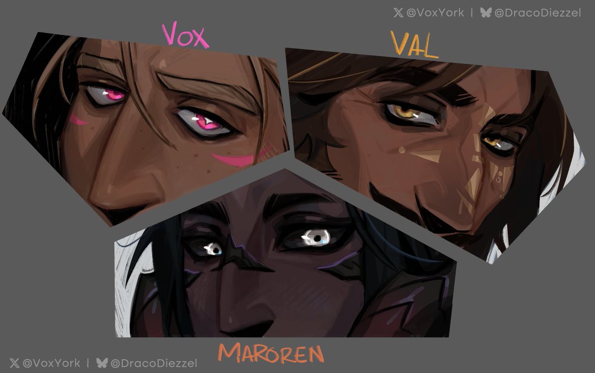 VoxYork's tweet photo. [Rendering practice] 
I just felt like drawing and coloring close ups of my guys' eyes 👁️👁️✨ https://t.co/gMYOlsOYVJ