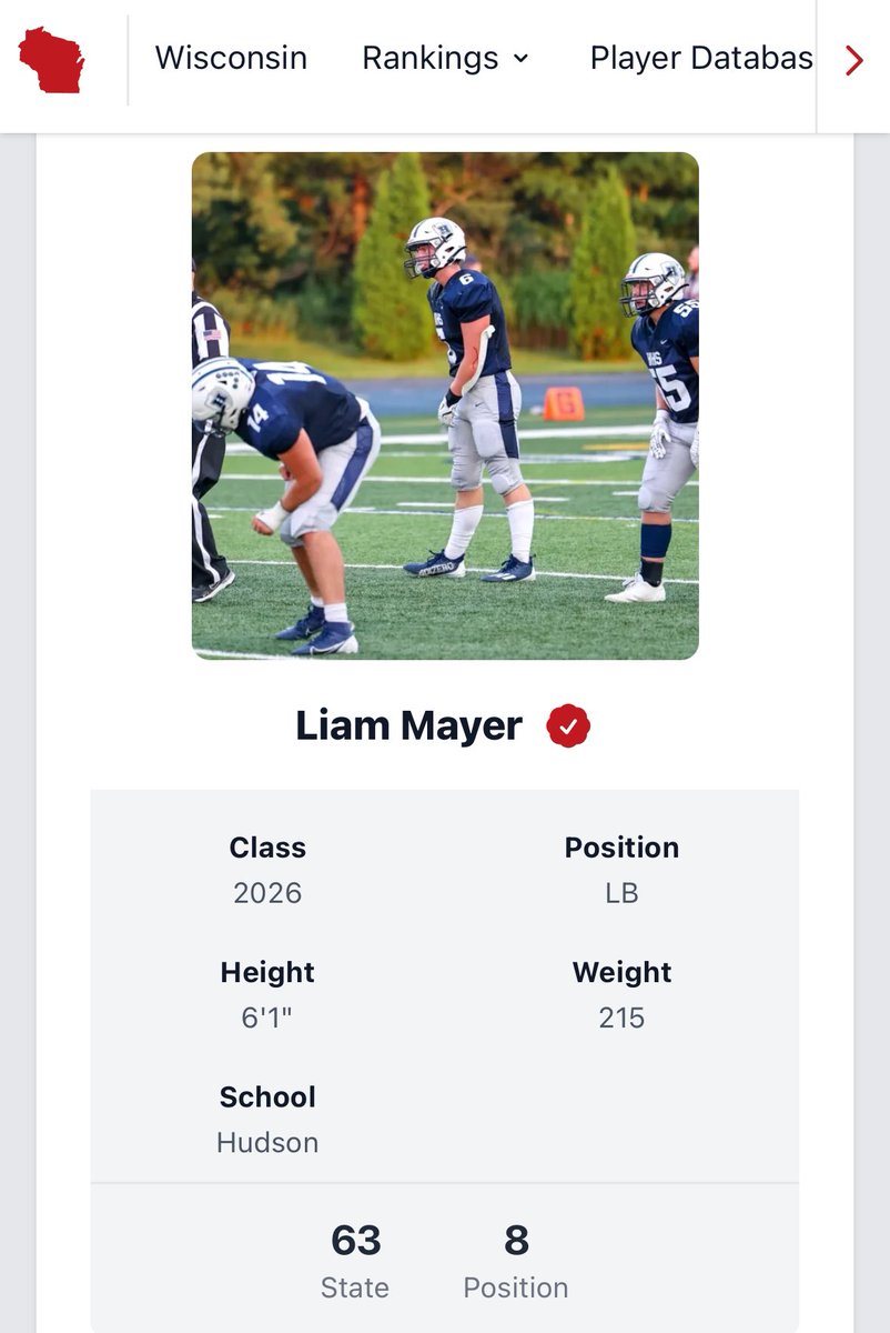 Liam Mayer (@liamwmayer) on Twitter photo Excited for the ranking of #8 LB! Thank you! <a href="/MJ_NFLDraft/">Mark Johnson</a> <a href="/PrepRedzoneWI/">Prep Redzone Wisconsin</a> <a href="/OJW_Scouting/">PrepRedzone Oliver</a> Excited for the ranking of #8 LB! Thank you! <a href="/MJ_NFLDraft/">Mark Johnson</a> <a href="/PrepRedzoneWI/">Prep Redzone Wisconsin</a> <a href="/OJW_Scouting/">PrepRedzone Oliver</a>