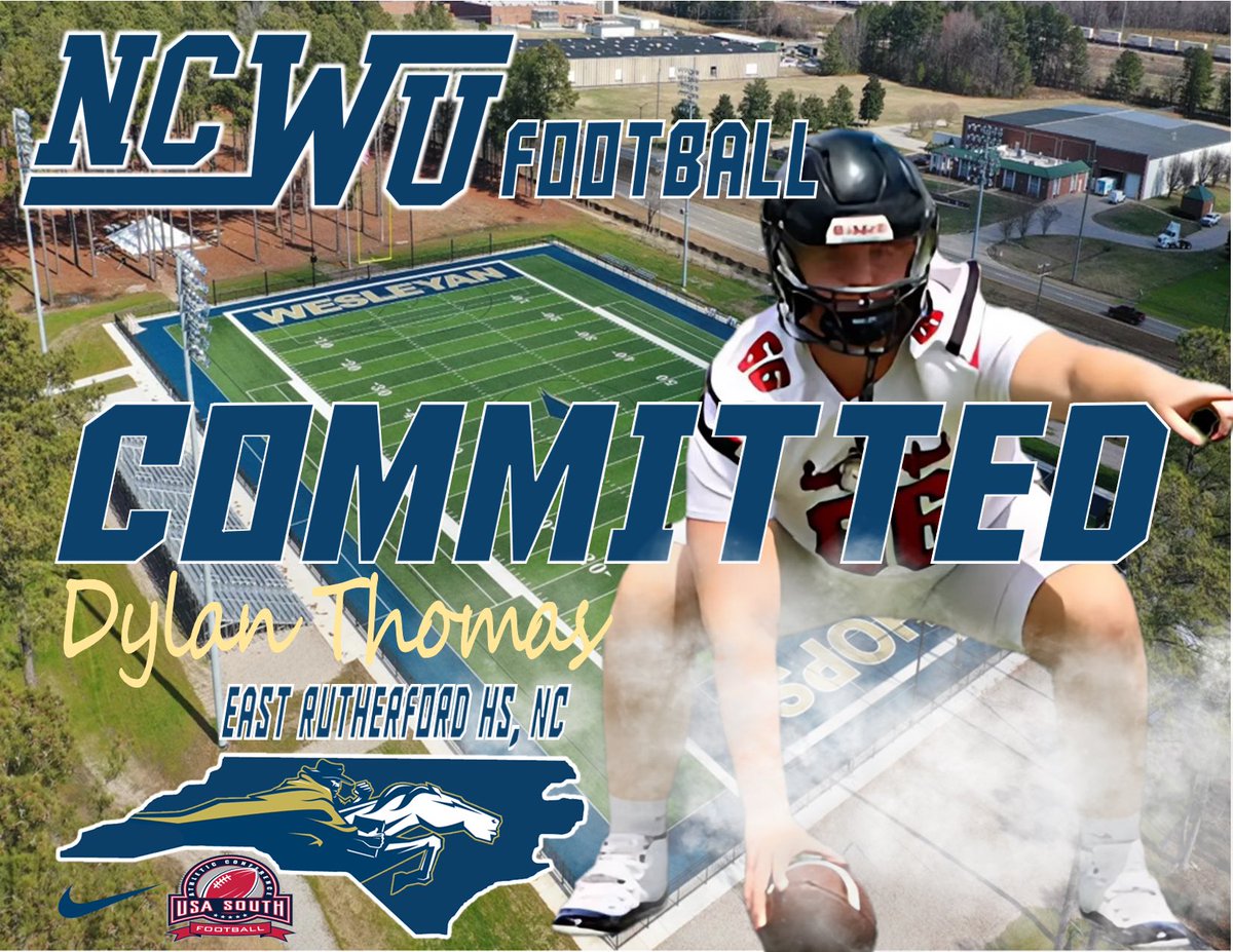 Dylan Thomas (@dylan_thomas66) on Twitter photo I am blessed and thankful to say that I am 1000% committed to <a href="/NCWesleyanFB/">NC Wesleyan Football</a>. Cant wait to get on campus! #MountUp <a href="/Coach_J_Clark/">Coach Justin Clark</a> <a href="/Cavalier_FB/">ERHS Cavalier Football</a> <a href="/Coach__Russ/">Coach Russ, CAA CIC</a> <a href="/Coach_Filkovski/">Jeff Filkovski</a> I am blessed and thankful to say that I am 1000% committed to <a href="/NCWesleyanFB/">NC Wesleyan Football</a>. Cant wait to get on campus! #MountUp <a href="/Coach_J_Clark/">Coach Justin Clark</a> <a href="/Cavalier_FB/">ERHS Cavalier Football</a> <a href="/Coach__Russ/">Coach Russ, CAA CIC</a> <a href="/Coach_Filkovski/">Jeff Filkovski</a>
