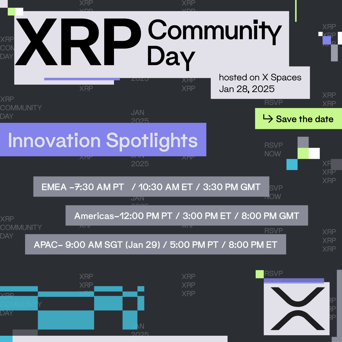 Join the Innovation Spotlights at XRP Community Day 2025!

Showcase your project to a global audience during the Innovation Spotlights sessions. Choose from one of the three timeslots.📍

Guidelines for Participating Projects
⏱️Time Limit: Each project will have 5 minutes to