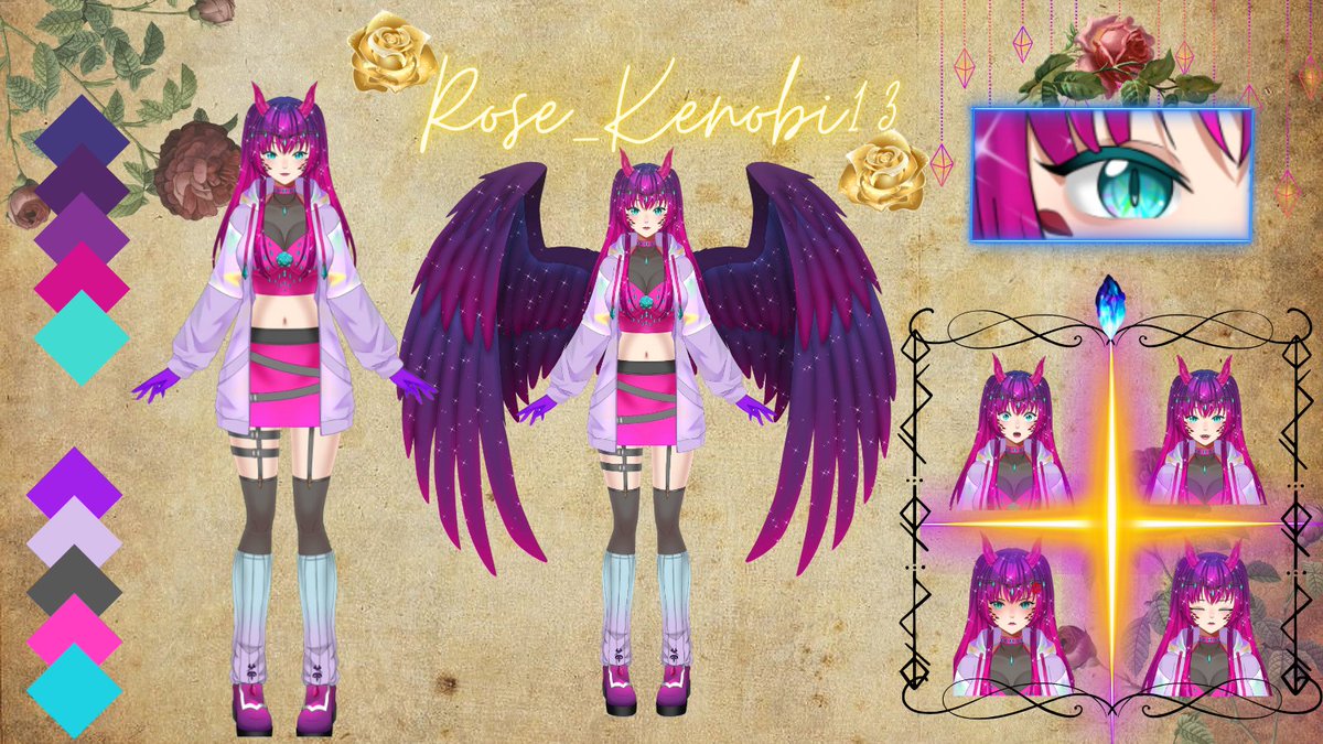 Rose_kenobi13's tweet photo. ✨ I debuted my new model last night and it went great!
I created a couple of reference sheets for my model. ✨
#Vtuber #vtuberreferencesheet #referencesheet #twitch #twitchstreamer #dragonqueen #dragonvtuber #dragongirl #Live2D #gamergirl #debut #GamingCommunity #game https://t.co/4xXGbup0o6