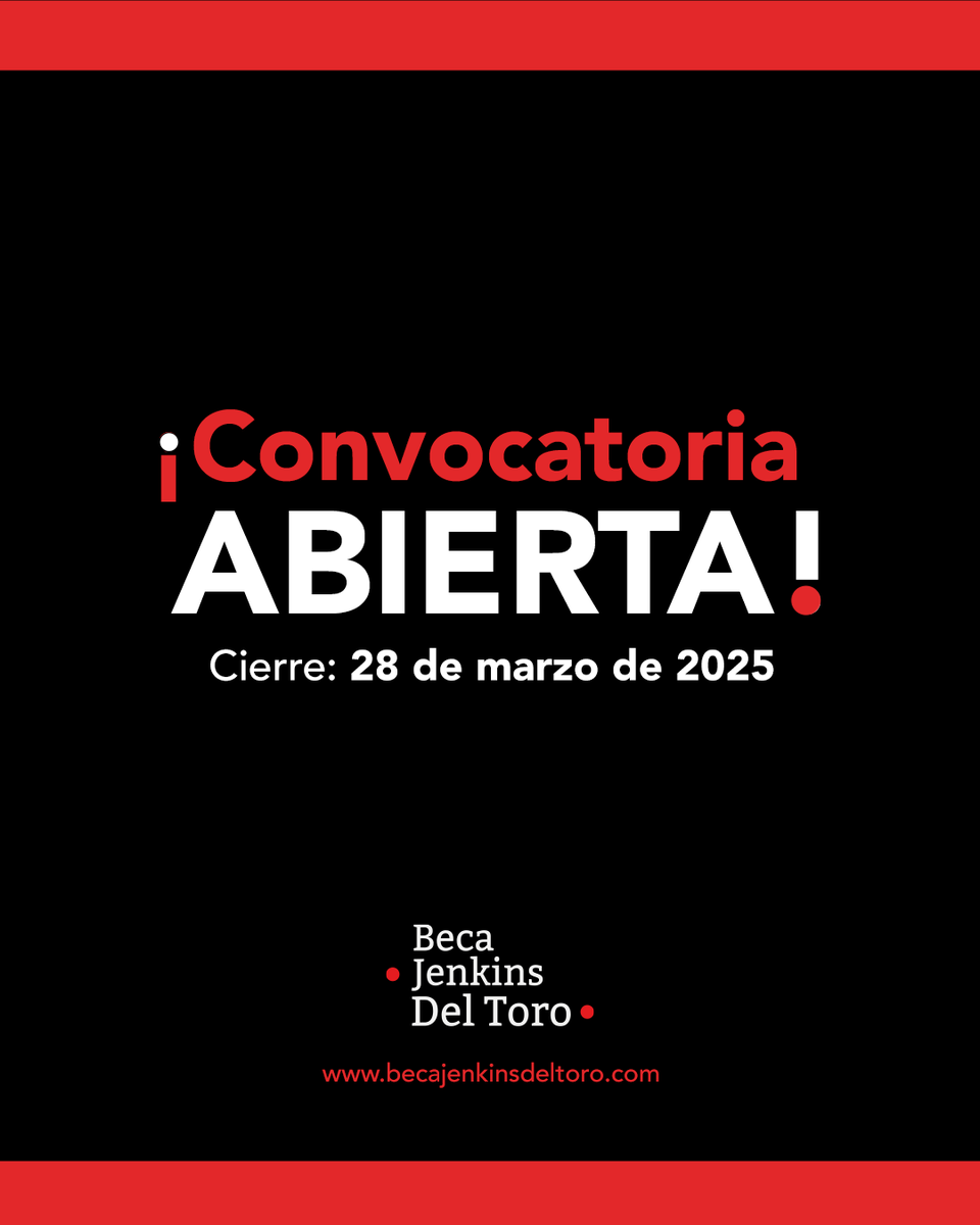 📢 ¿Quieres estudiar cine en el extranjero? Participa en la convocatoria 2025 de la #BecaJenkinsDelToro 🌎🎞️ para impulsar el arte cinematográfico mexicano.
Abierta del 27 de enero al 28 de marzo de 2025. Consulta las bases en: becajenkinsdeltoro.com
