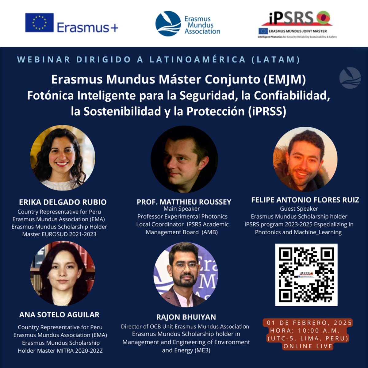 UEenPeru's tweet photo. 🎓¿Quieres estudiar un máster #ErasmusMundus en iPRSS?

Conéctate al webinar gratuito, conoce las experiencias de docentes y estudiantes y #HazTuErasmus.

🗓️01.02
🕙10:00 h (Perú)
🔗https://t.co/OG91OmxVrC (Meeting number: 2741 676 9516, password: w34kXNUtzM2)

#EstudiaEnEuropa https://t.co/DiA6TrdufL