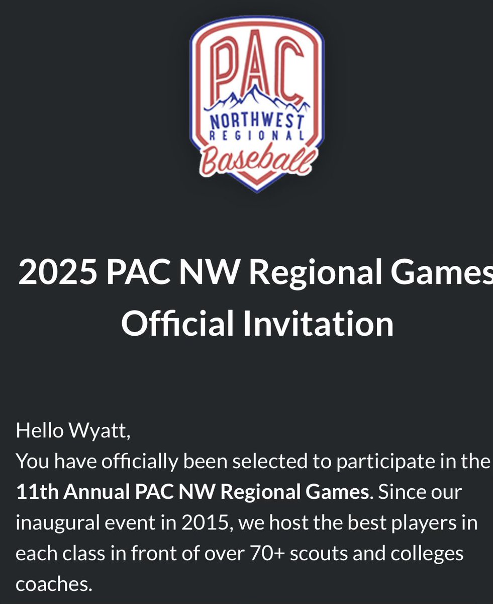 Thank you <a href="/rhettparkerpnw/">rhettparkerpnw</a> , <a href="/CoachBing/">Coach Bling</a> , and <a href="/AEvasickPNW/">Arlo Evasick</a>  for inviting me to the PAC NW games in July. Look forward to attending the event.