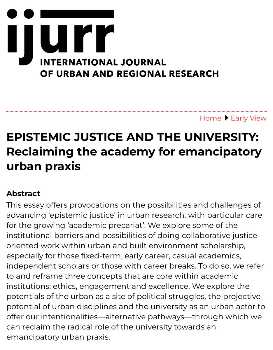 Reclaim the University!

In this interventions piece in <a href="/IJURResearch/">IJURR.org</a>, we make the simple call to action that, it is no longer sufficient to recognize epistemic injustices..

a rebellion of the everyday is required to cut through the oppressive institutional territorializations