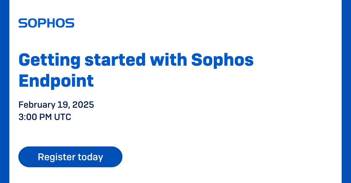 Enhance your expertise with Sophos Endpoint! 

Join our webinar on Feb 19, 2025, to gain insights into manual and scripted deployments of Sophos Endpoint to Windows and Mac devices Register today: soph.so/0h4aqm 

#CyberSecurity #SophosEndpoint