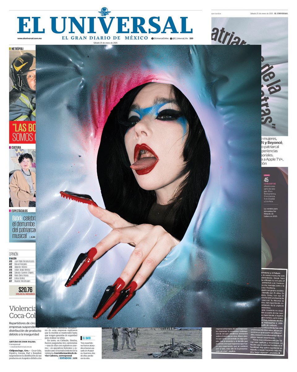 ¡Hola, México! Weekend feature in El Universal <a href="/El_Universal_Mx/">El Universal</a>.

Read it here: eluniversal.com.mx/espectaculos/l…

Watch Cornucopia on Apple Music <a href="/AppleMusic/">Apple Music</a>: apple.co/BjorkAML

photographs : vidar logi
coat : moncler
lace bodysuit : sarah regensburger
boots : rick owens
set