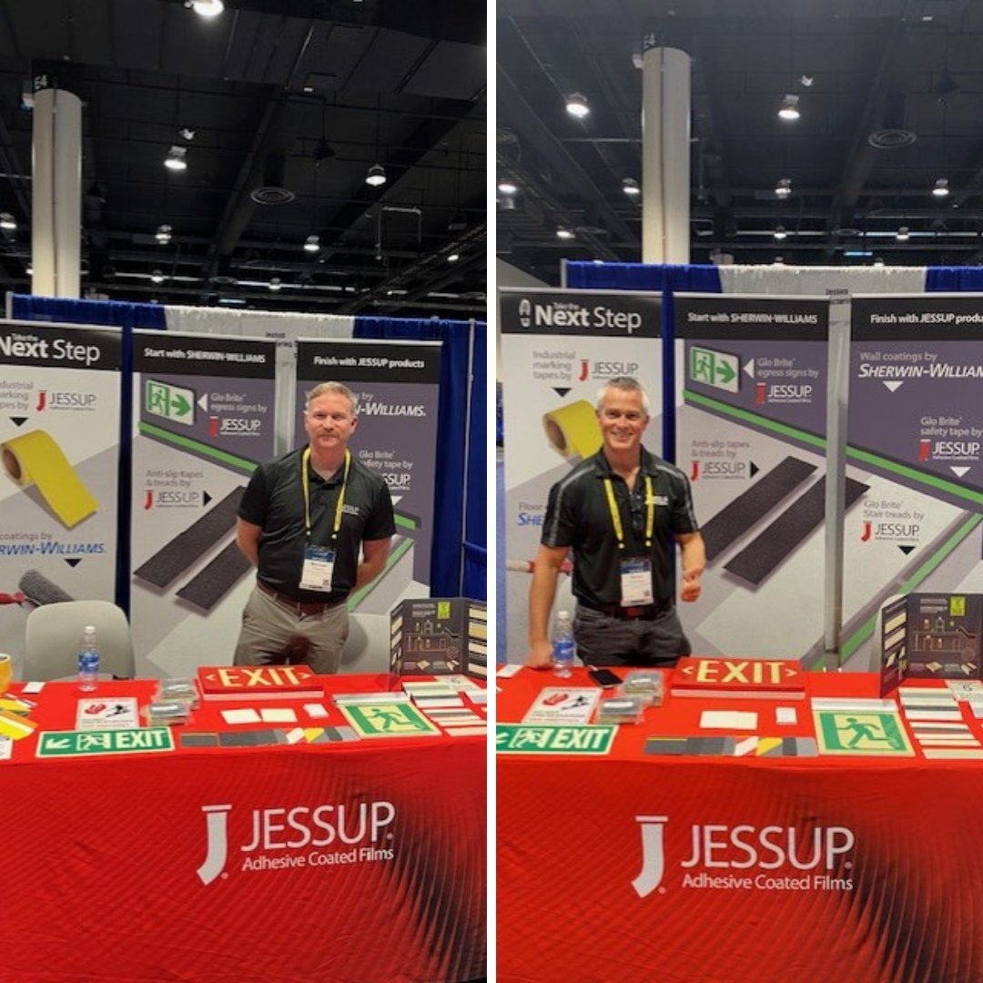 JessupMfg's tweet image. Jessup Manufacturing is at the Sherwin-Williams National Sales Meeting! Showcasing adhesive films, anti-slip tapes, and Glo Brite® safety products. Driving safety and innovation together! #JessupManufacturing #SherwinWilliams #SafetySolutions
