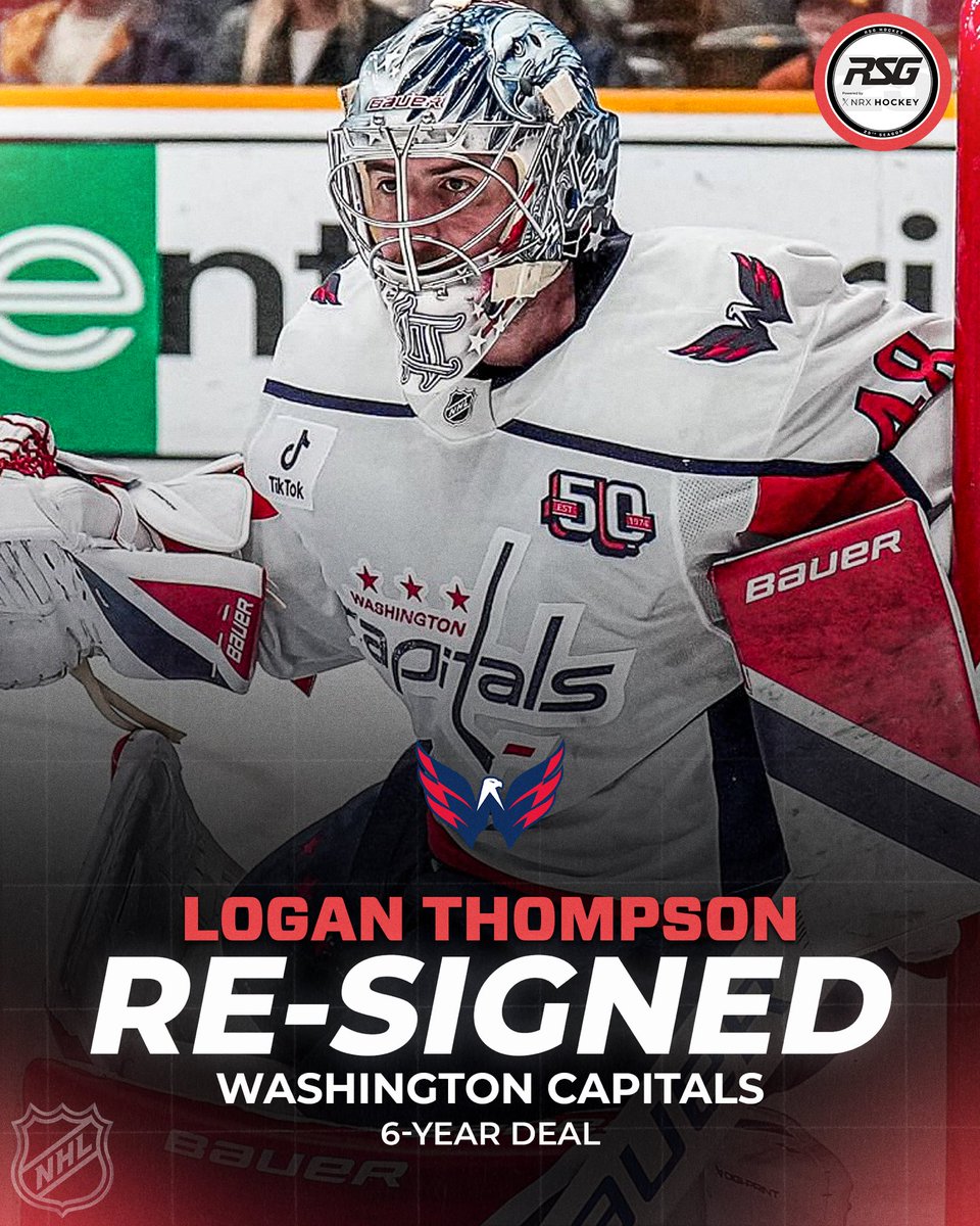 rsghockey's tweet image. Congrats to Logan Thompson on signing a 6-year contract extension with the @Capitals!

#RSGHockey #NRXHockey #ALLCAPS