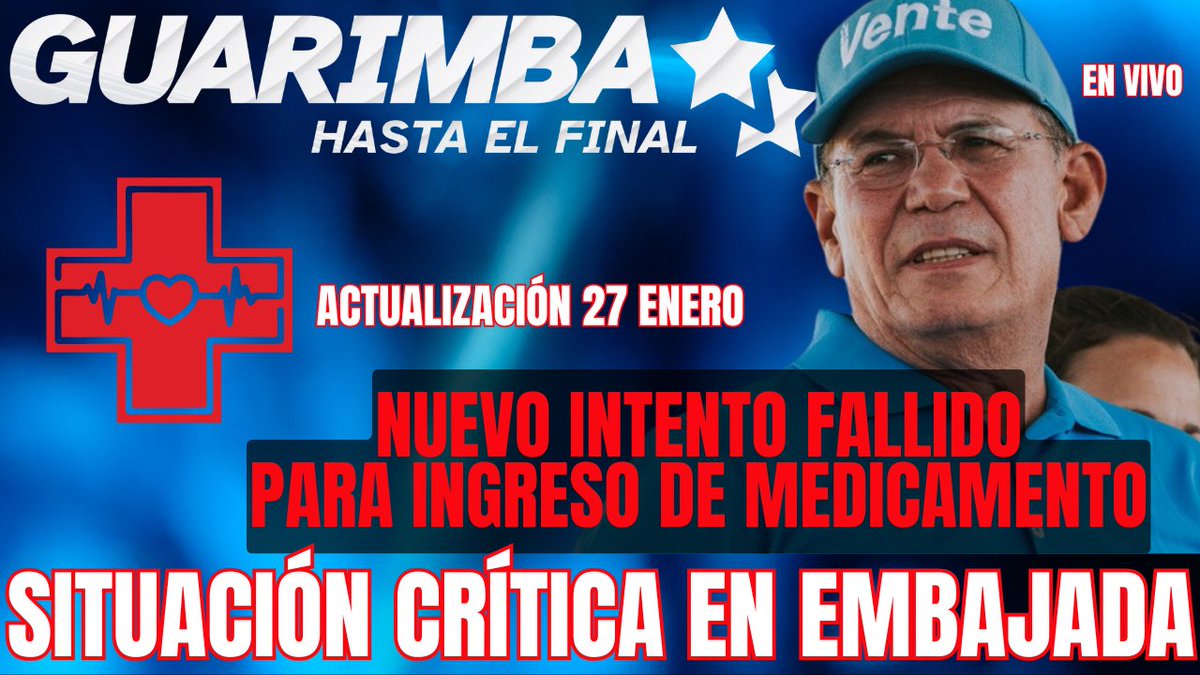 GastonLevar's tweet image. Nos llega información crítica de la embajada argentina. Nuevamente negaron los medicamentos de @omargonzalez6 y se agrava la situación. Comunicación con la embajada En vivo
#guarimbadigital @MariaCorinaYA 
youtube.com/live/4qD5CnNd3…