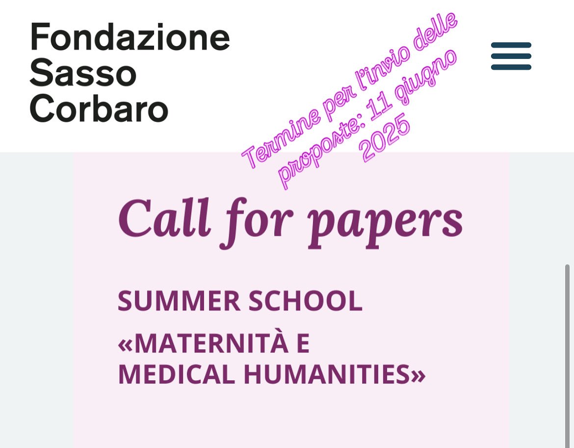 È aperto il bando di concorso per la #summerschool #maternità e #medicalhumanities #motherhoodstudies 
sasso-corbaro.ch/wp-content/upl…