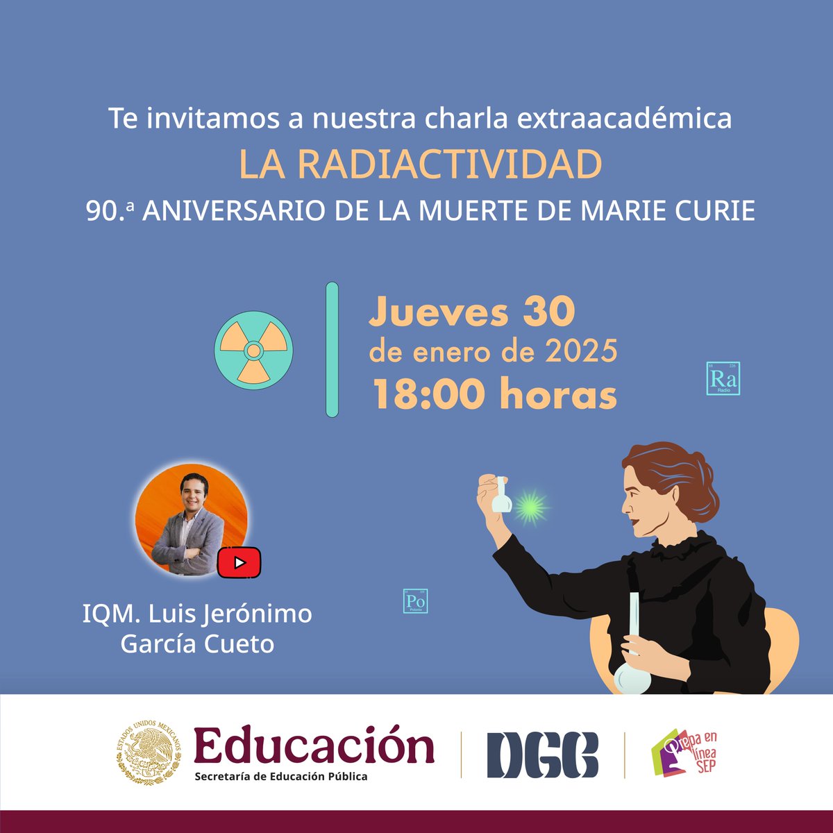 La Dirección de Servicios Académicos y Diseño Curricular de <a href="/PrepaLineaSEP/">Prepa en Línea-SEP</a> te invita a participar en las #CharlasAcadémicas: La Ciencia como Valor Permanente, actividad que se llevará a cabo mes con mes a través de YouTube. 🙋‍♂️🙋💻

youtube.com/live/NJuGF5REA…