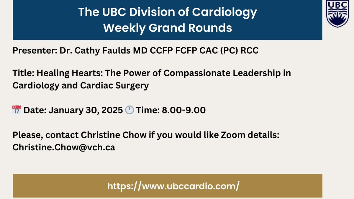 UBC Cardiology (@cardioubc) on Twitter photo Exciting session ahead! Dr. Cathy Faulds, palliative care physician & adjunct professor at <a href="/WesternU/">Western University</a>, presents Upcoming Thursday. #UBCCardio #Cardiology Exciting session ahead! Dr. Cathy Faulds, palliative care physician & adjunct professor at <a href="/WesternU/">Western University</a>, presents Upcoming Thursday. #UBCCardio #Cardiology