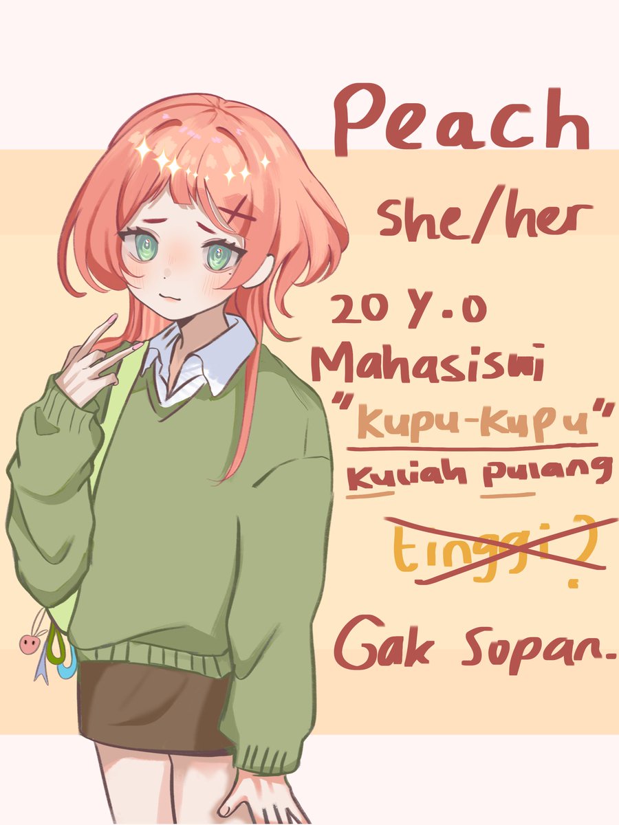directurnal's tweet photo. Hi ! This is Peach ~ new oc unlocked :3

#artmoots ?? #arttwt #originalcharacter #bioc XD https://t.co/l9QLxtIuDD