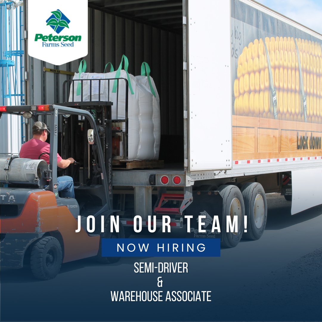 PFSeed's tweet image. 📢 We're Hiring at Peterson Farms Seed! 📢

Join our growing team! We're looking for dedicated individuals to fill two key roles at our Harwood location (just 6 miles north of Mapleton, ND, &amp;amp; 12 miles NW of Fargo).

Find out more &amp;amp; APPLY at, petersonfarmsseed.com/about-us/caree…