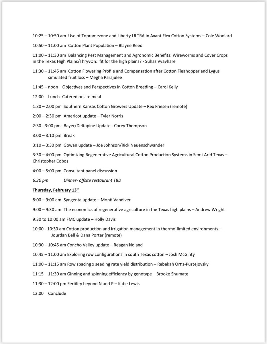 Check out the Southwest Cotton Physiology Conference from <a href="/txextension/">Texas A&M AgriLife Extension Service</a> <a href="/KStateRE/">K-State Research and Extension</a> <a href="/okstate_ag/">Oklahoma State University Extension</a> on February 11-13 in Lubbock, Texas!! #SouthwestCotton #KansasCotton