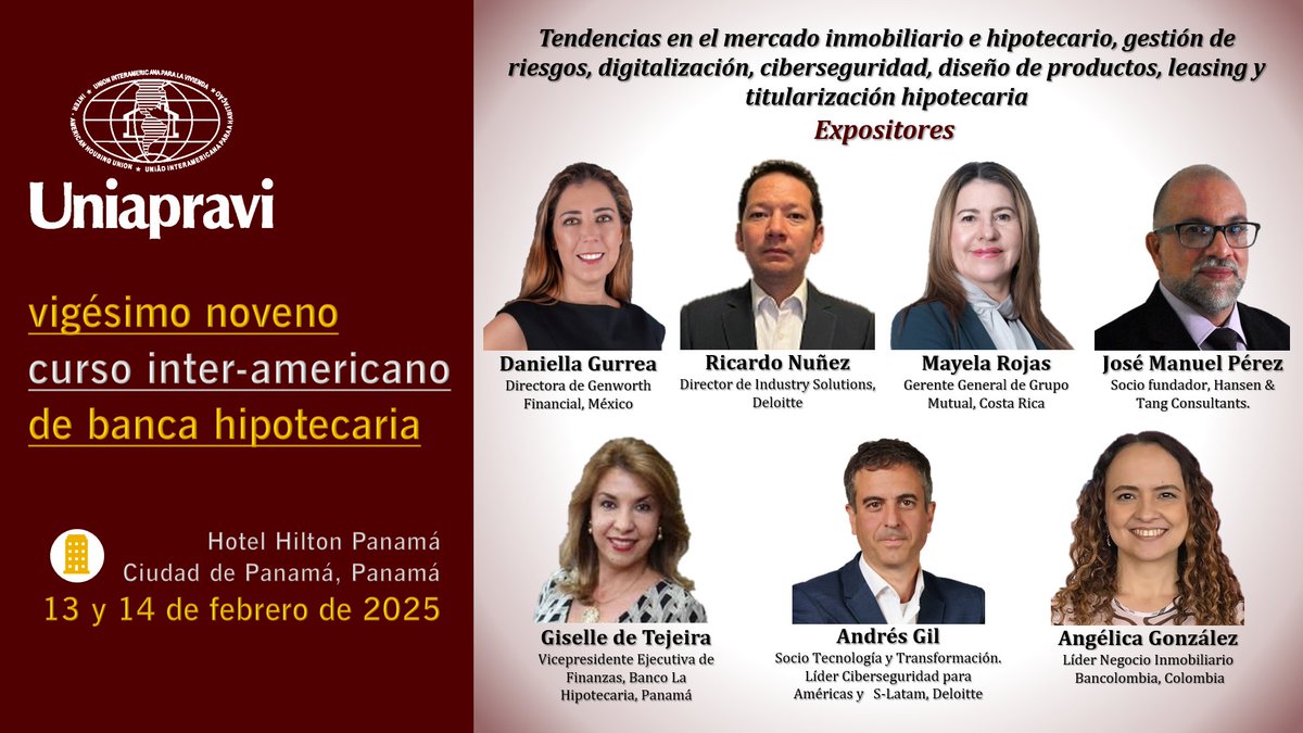 UNIAPRAVI's tweet photo. ¡Últimas inscripciones! No se pierda el más importante foro regional sobre #Banca #Hipotecaria en ALC.
📆 13 y 14 de febrero de 2025.
📍Hotel Hilton Panamá
ℹ Ver Folleto promocional: https://t.co/EV0P4zyPoH
✅Ver Confirmación de asistencia: https://t.co/kJcM3qxKQY https://t.co/NEzOBK3B1l