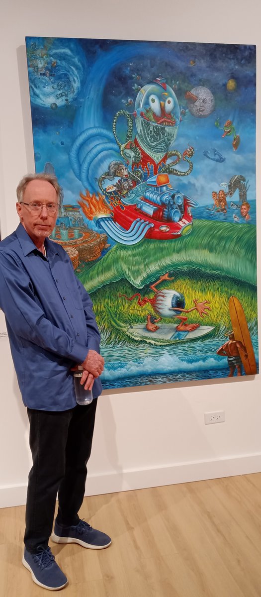 rsart14's tweet photo. Me and my paintings at the Huntington Beach Art Center Show opening Saturday. If you couldn't make it, show goes  until March 29, stop by, my stuffs in the back on the right. https://t.co/yHVwa4Fzde