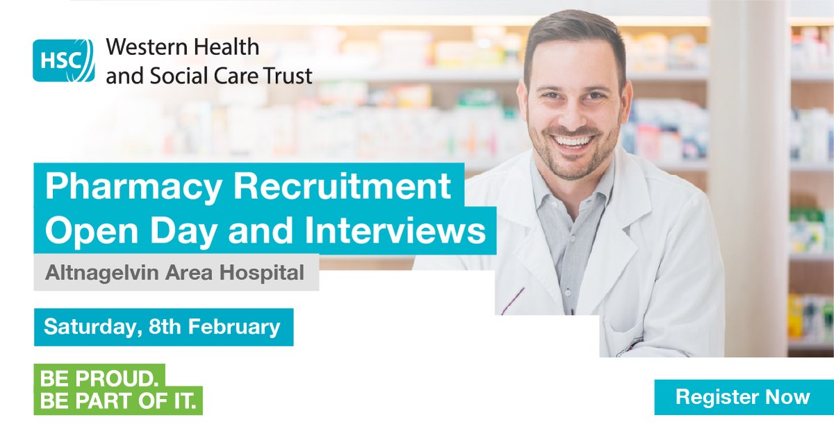 HSCworkforce (@hscworkforce) on Twitter photo <a href="/WesternHSCTrust/">Western Trust</a> are holding a Pharmacy Recruitment Open Day on Saturday, 8 February in Altnagelvin Area Hospital for applicants at Band 7 and Band 6 level to fill immediate vacancies within Dispensary, Clinical Pharmacy and Aseptics. Register online: hscwesternjobs.co.uk/pharmacy-open-… <a href="/WesternHSCTrust/">Western Trust</a> are holding a Pharmacy Recruitment Open Day on Saturday, 8 February in Altnagelvin Area Hospital for applicants at Band 7 and Band 6 level to fill immediate vacancies within Dispensary, Clinical Pharmacy and Aseptics. Register online: hscwesternjobs.co.uk/pharmacy-open-…