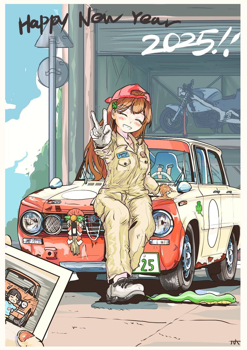 パワー「だいぶ遅刻ですが2025年フルパワー初描きです。年賀状っていうか寒中見舞いですね」|すらくすのイラスト