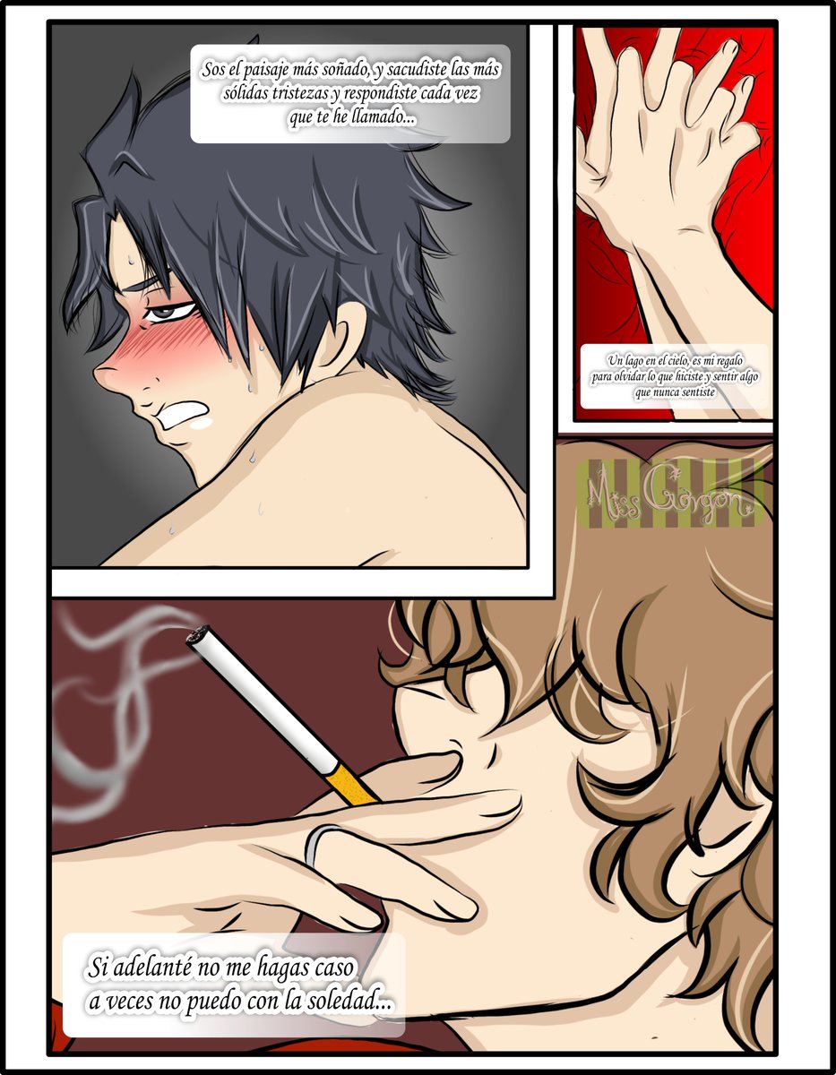 ReLMayerBL's tweet photo. Este tipo cómic está inspirado en la canción de Gustavo Cerati "Lago en el Cielo", considero que esta canción  refleja muy bien  los sentimientos que fue desarrollando Kirishima hacia Yokozawa a lo largo del tiempo. #yokozawatakafumi #kirishimazen #BLfanart https://t.co/oJFKHXNT0b