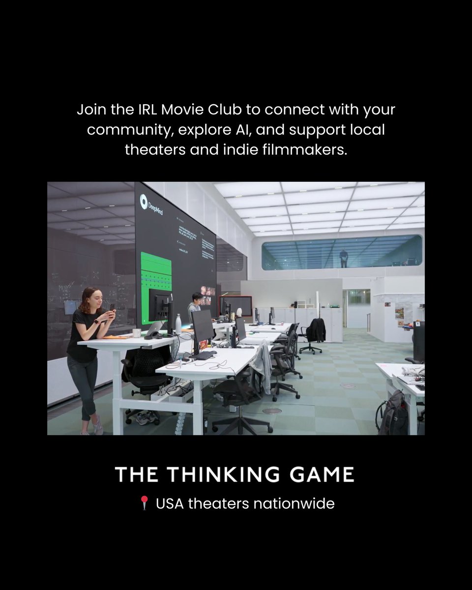Thinking Game Film (@thinkgamefilm) on Twitter photo 🎥 Step into the Nobel Prize-winning lab and witness one of the greatest scientific adventures of our time - in US theaters 2-2-2025.
Presented by <a href="/IrlMovieClub/">IRLMovieClub</a>, it’s your chance to connect & learn.
📢 See the list of participating theaters:
thinkinggamefilm.com/screenings 🎥 Step into the Nobel Prize-winning lab and witness one of the greatest scientific adventures of our time - in US theaters 2-2-2025.
Presented by <a href="/IrlMovieClub/">IRLMovieClub</a>, it’s your chance to connect & learn.
📢 See the list of participating theaters:
thinkinggamefilm.com/screenings