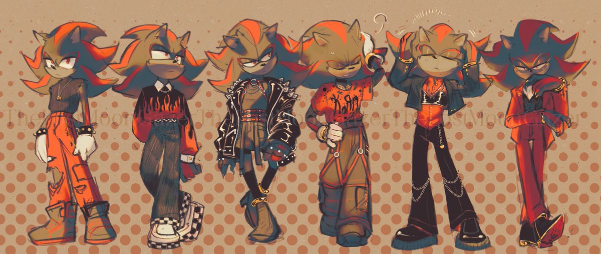 i know i'm cooked when i make a fashion lineup for a character i like.....

#ShadowTheHedgehog
