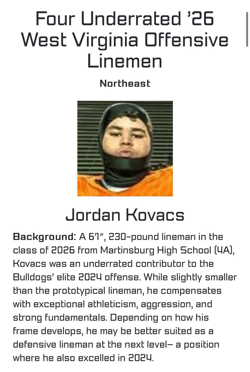 proud to be named most underrated lineman in wv... only a small part of what's to come! #backtowork