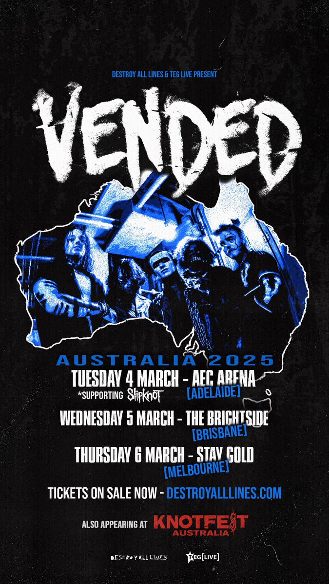 Tickets for our Australia headline shows are on sale NOW, don’t miss out on our first time EVER in Australia.
🇦🇺🇦🇺🇦🇺

TICKETS at knotfestau.com/m/kfss